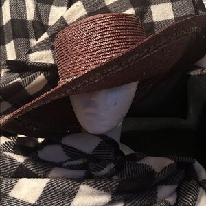 Mazzanti Italy Hat Gold Metallic Trim Sun Hat Straw